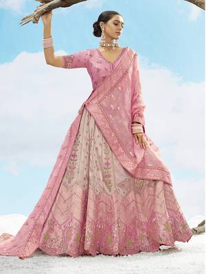 Pink silk blend Sequins Work Lehenga Choli 2