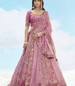 Embroidered Onion Pink Silk Reception Lehenga Choli