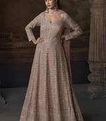 Peach georgette embroidered designer anarkali suit