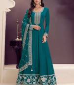 Rama green chinon embroidered designer anarkali suit
