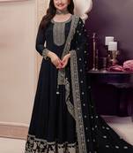 Black chinon embroidered designer anarkali suit