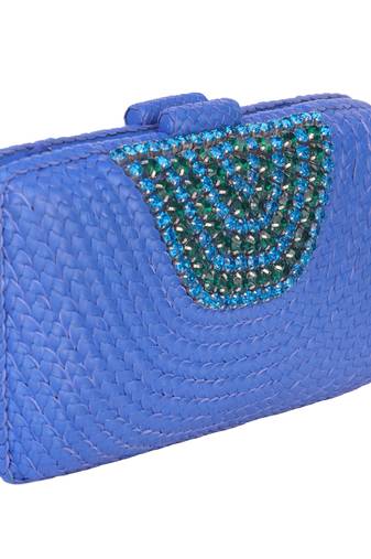 Azure blue bloom clutch