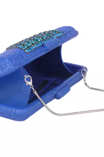 Azure blue bloom clutch