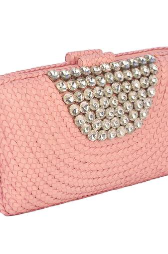 Blush pink glint clutch
