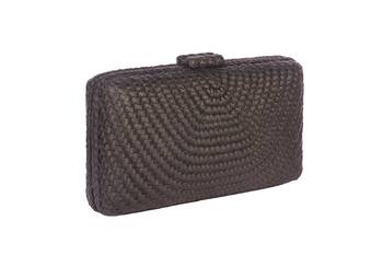 Onyx black weave clutch 1