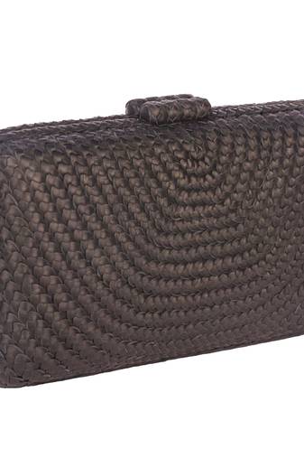 Onyx black weave clutch