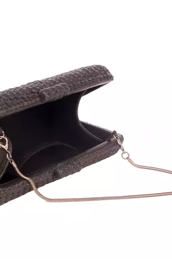 Onyx black weave clutch