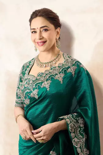 Emerald Green Rangoli Silk blend Embroidered Saree