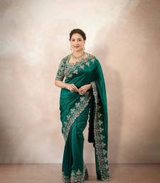 Emerald Green Rangoli Silk blend Embroidered Saree