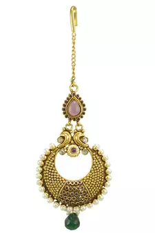 Ethnic Indian Bollywood Fashion Jewelry Gold Tone Maang Tikka