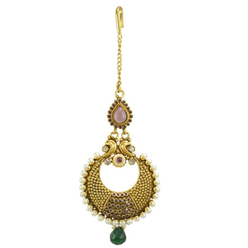 Ethnic Indian Bollywood Fashion Jewelry Gold Tone Maang Tikka