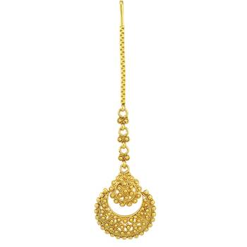 Ethnic Indian Bollywood Fashion Jewelry Gold Tone Maang Tikka  1
