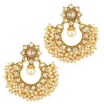 Ethnic Indian Bollywood Fashion Jewelry Set Chandni Pearl Earrings 1