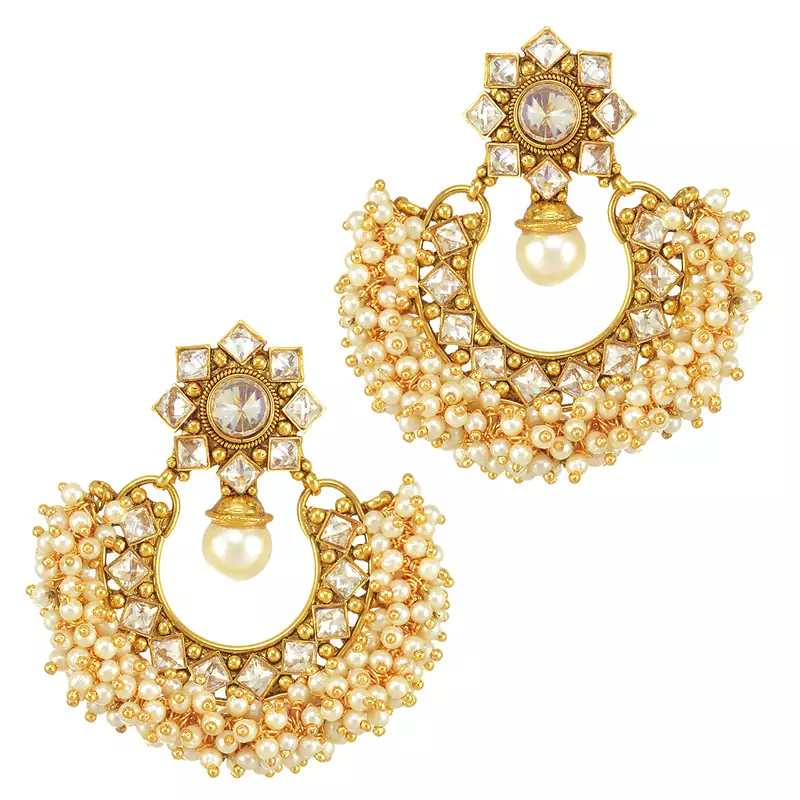 Ethnic Indian Bollywood Fashion Jewelry Set Chandni Pearl Earrings