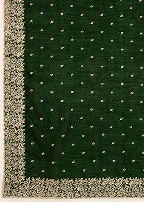 Green Art Silk Embroidery Saree with Unstitched Blouse  5