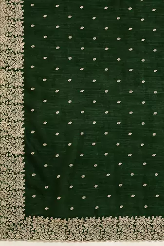 Trendmalls Green Art Silk Embroidery Saree with Unstitched Blouse 
