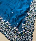 Blue Rangoli Silk blend Saree