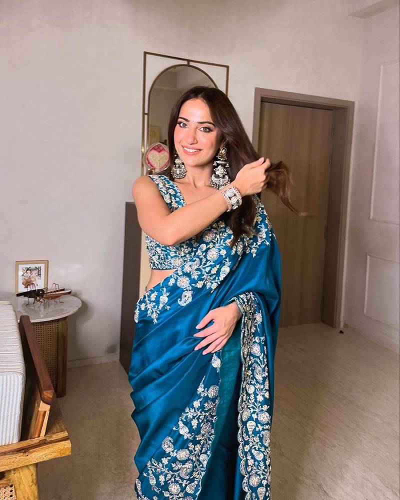 Royal Blue Rangoli Silk blend Saree