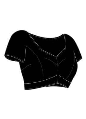 Black soft cotton zari border saree with matching blouse piece 4