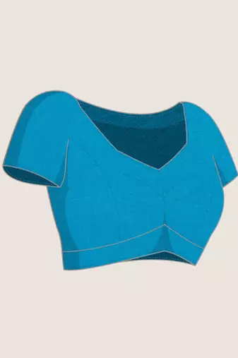 Blue soft cotton zari border saree with matching blouse piece