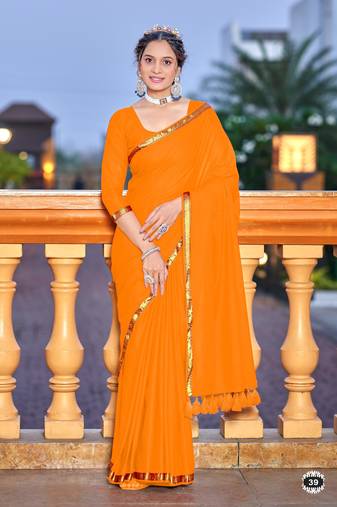 Mustard soft cotton zari border saree with matching blouse piece