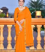 Mustard soft cotton zari border saree with matching blouse piece