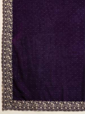 Purple Art Silk Embroidery Saree with Unstitched Blouse 5