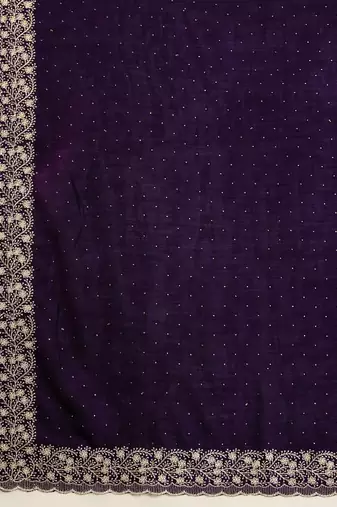Purple Art Silk Embroidery Saree with Unstitched Blouse