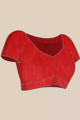 Red soft pure cotton bandhani printed saree with printed blouse piece
