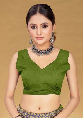 Green soft pure cotton bagru printed saree with printed blouse piece 4