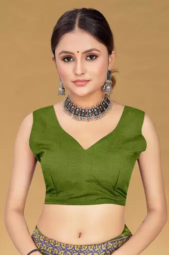 Green soft pure cotton bagru printed saree with printed blouse piece
