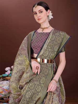 Wine zari woven silk blend saree 2