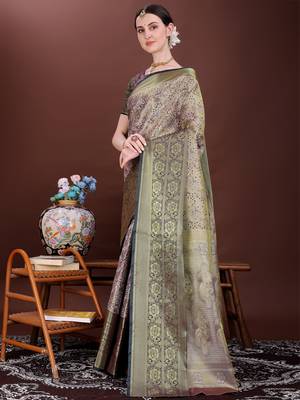 Wine zari woven silk blend saree 4