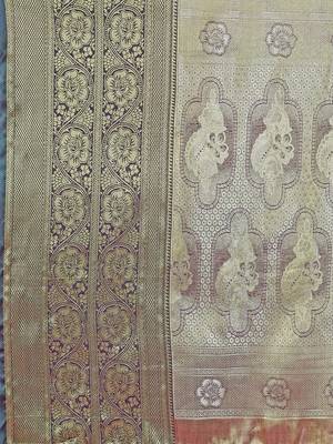 Wine zari woven silk blend saree 6