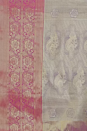 Purple zari woven silk blend saree