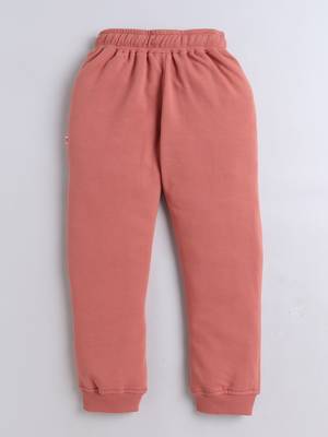 Black and peach knitted half sleeves and full lenght t shirt and jogger for girls and boys 3