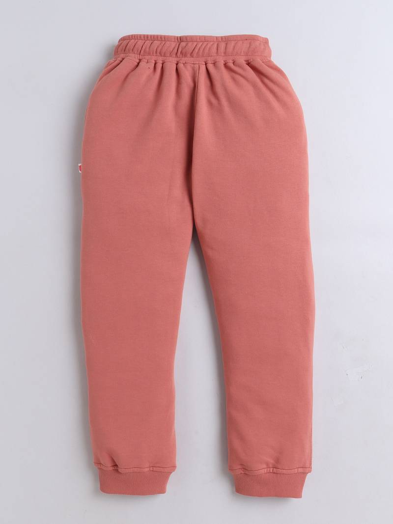 Black and peach knitted half sleeves and full lenght t shirt and jogger for girls and boys