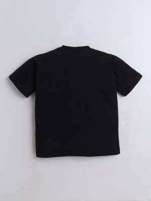 Black and peach knitted half sleeves and full lenght t shirt and jogger for girls and boys 5
