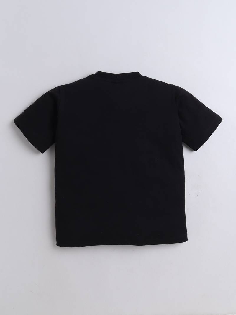 Black and peach knitted half sleeves and full lenght t shirt and jogger for girls and boys