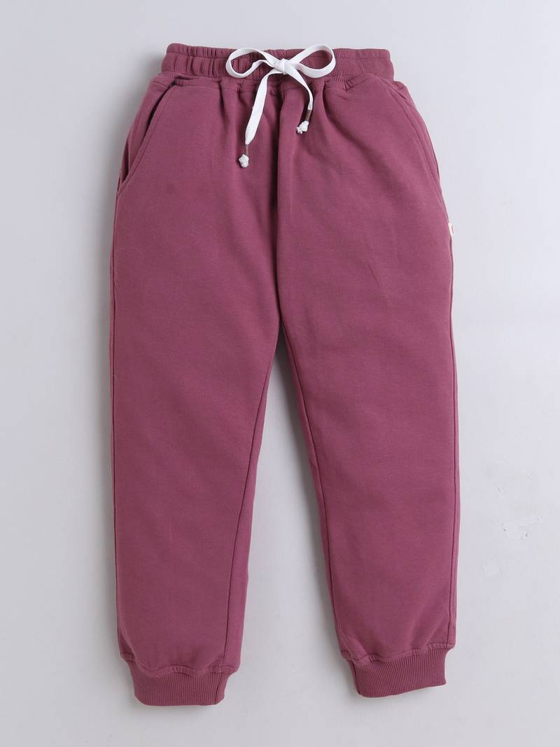 Black and purple knitted half sleeves and full lenght t shirt and jogger for girls and boys