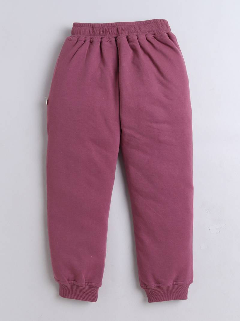 Black and purple knitted half sleeves and full lenght t shirt and jogger for girls and boys