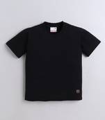Black knitted half sleeves heart patch t-shirt for girls and boys