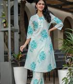 Aqua plain cotton raya angel co ord sets