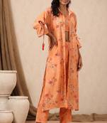 Orange printed cotton raya angel dress