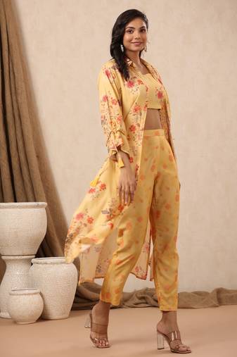 Yellow printed cotton raya angel dress