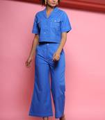 Blue plain cotton raya angel co ord sets