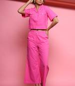 Pink plain cotton raya angel co ord sets