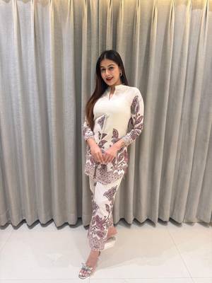 White printed cotton raya angel co ord sets 1