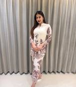 White printed cotton raya angel co ord sets