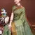 Green zari woven silk blend saree